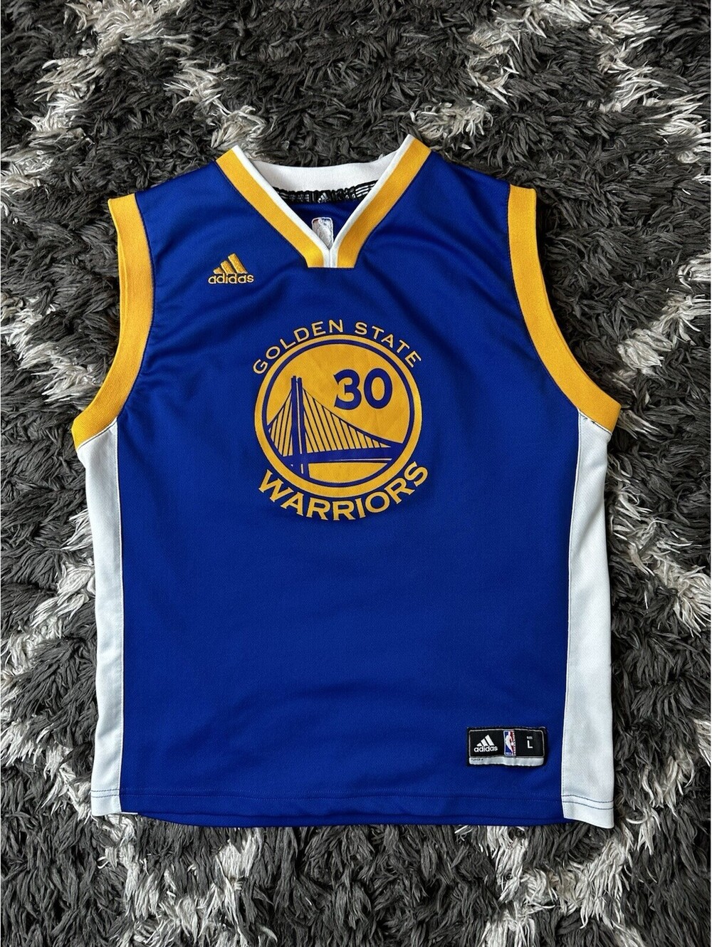Adidas Golden State Warriors Steph Curry #30 Youth Jersey Blue Large 14-16